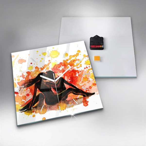 Ceas pătrat de perete din sticlă Dragoste și un cuplu de îndrăgostiți