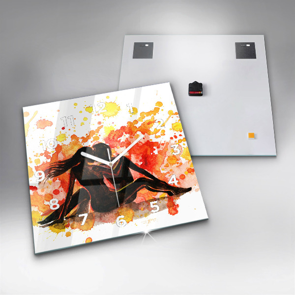 Ceas pătrat de perete din sticlă Dragoste și un cuplu de îndrăgostiți