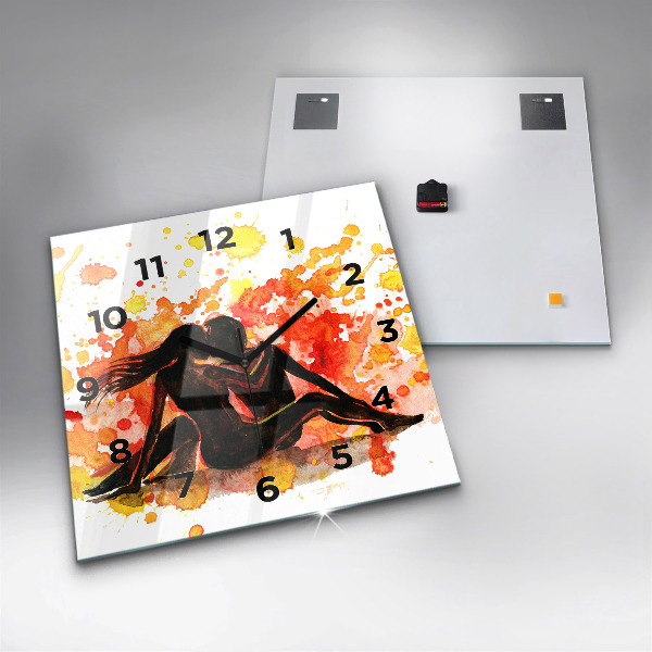 Ceas pătrat de perete din sticlă Dragoste și un cuplu de îndrăgostiți