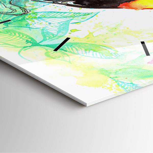 Ceas pătrat de perete din sticlă Tucan în iarbă