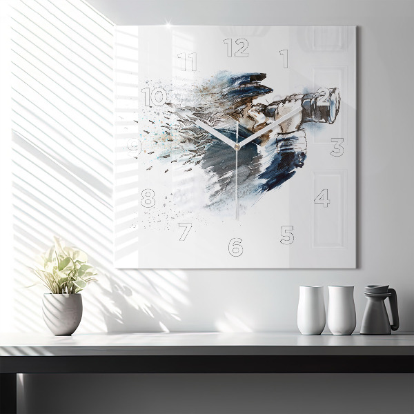 Ceas pătrat de perete din sticlă Căpitan cu binoclu
