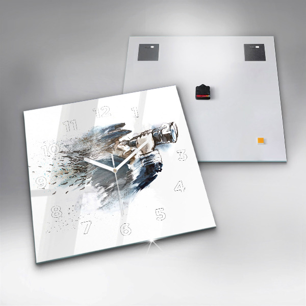 Ceas pătrat de perete din sticlă Căpitan cu binoclu