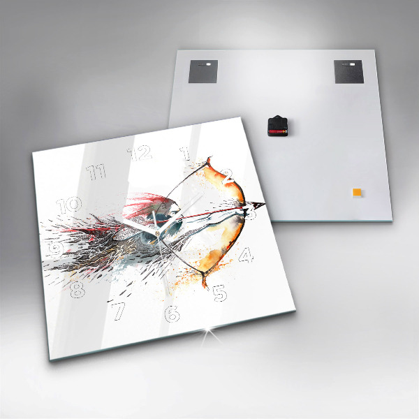 Ceas pătrat de perete din sticlă Războinic în timpul vânătorii