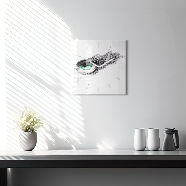 Ceas pătrat de perete din sticlă Abstracția ochiului uman