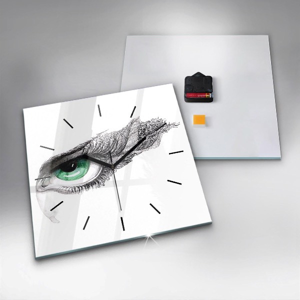 Ceas pătrat de perete din sticlă Abstracția ochiului uman