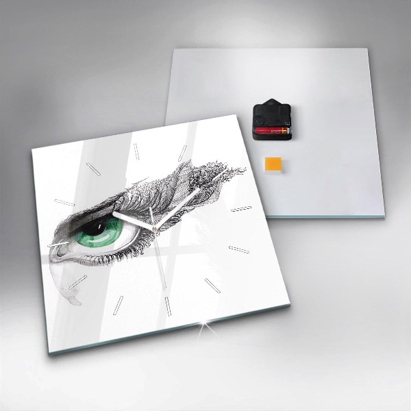 Ceas pătrat de perete din sticlă Abstracția ochiului uman