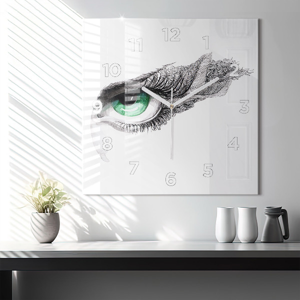 Ceas pătrat de perete din sticlă Abstracția ochiului uman