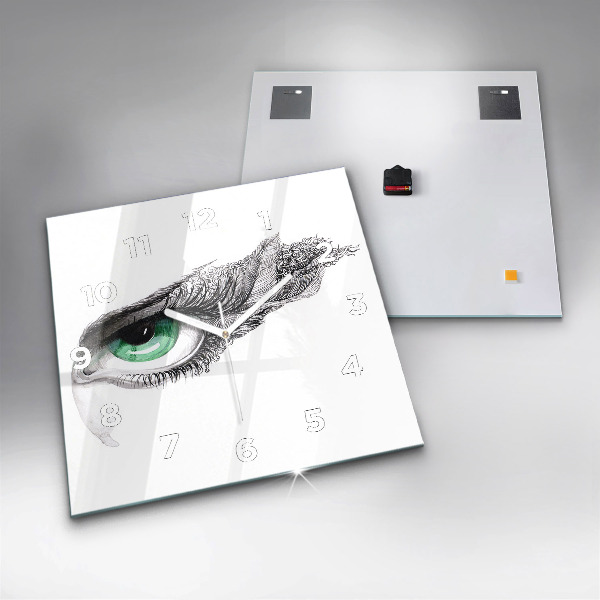 Ceas pătrat de perete din sticlă Abstracția ochiului uman