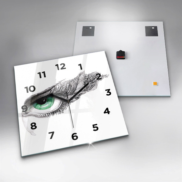 Ceas pătrat de perete din sticlă Abstracția ochiului uman