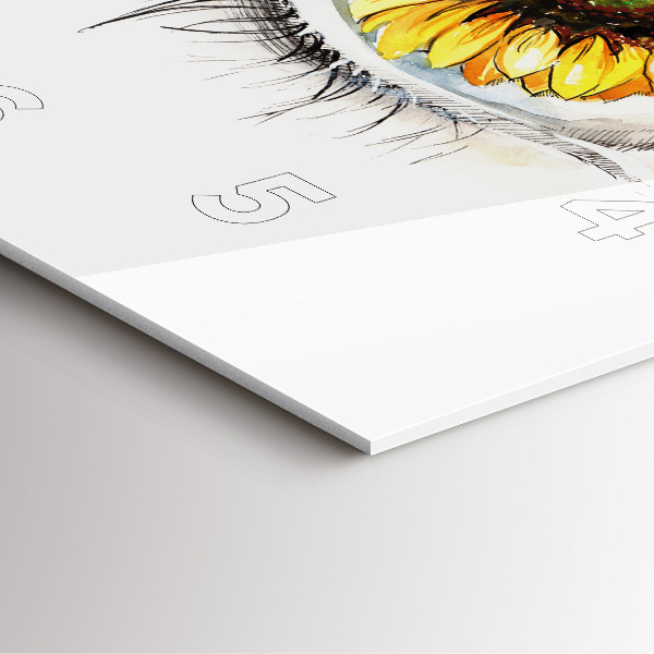 Ceas pătrat de perete din sticlă Floarea soarelui în ochi