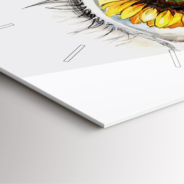 Ceas pătrat de perete din sticlă Floarea soarelui în ochi