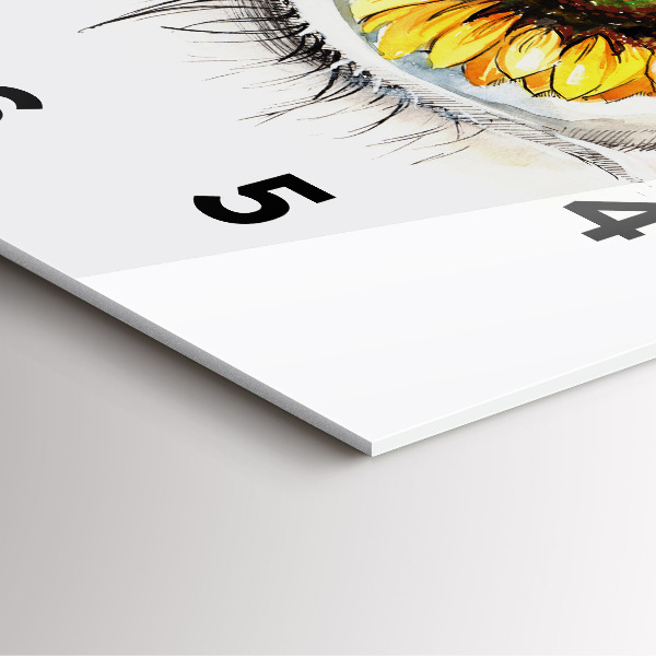 Ceas pătrat de perete din sticlă Floarea soarelui în ochi