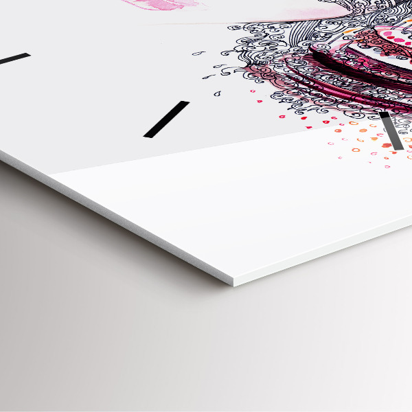 Ceas pătrat de perete din sticlă Femeie dulce cu tort