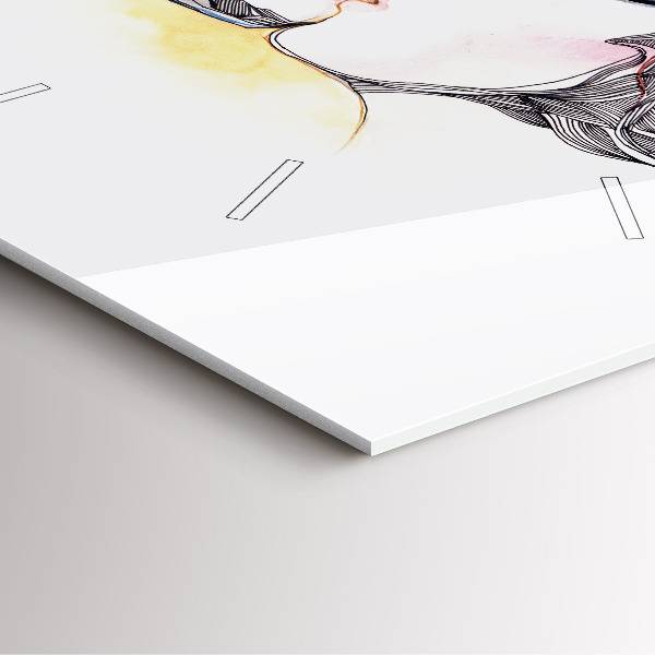 Ceas pătrat de perete din sticlă Desen sărut de dragoste