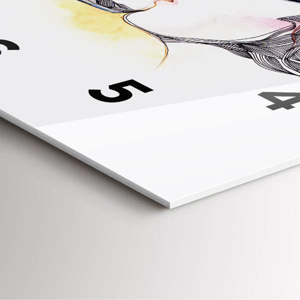 Ceas pătrat de perete din sticlă Desen sărut de dragoste