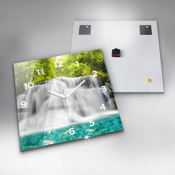 Ceas pătrat de perete din sticlă Cascada în Thailanda