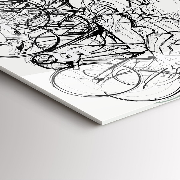 Ceas pătrat de perete din sticlă Desen cursa de ciclism