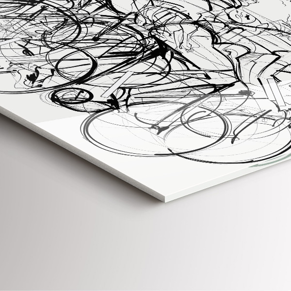 Ceas pătrat de perete din sticlă Desen cursa de ciclism