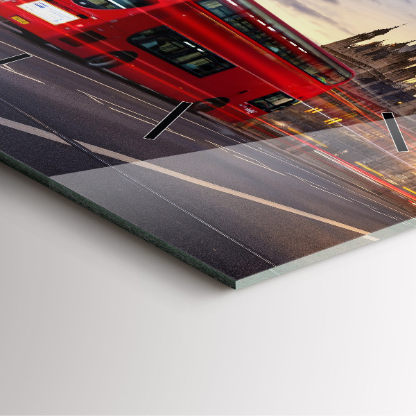 Ceas pătrat de perete din sticlă Autobuzul roșu din Londra