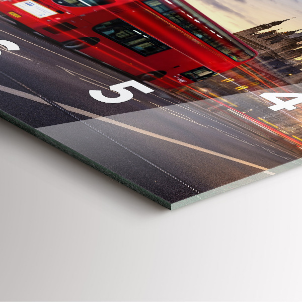 Ceas pătrat de perete din sticlă Autobuzul roșu din Londra