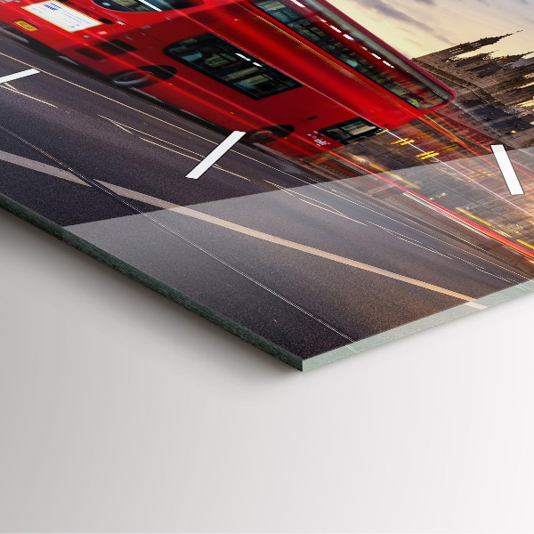 Ceas pătrat de perete din sticlă Autobuzul roșu din Londra