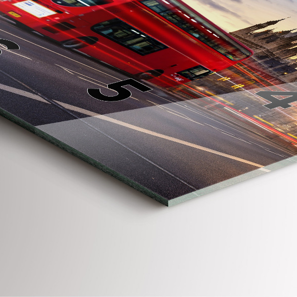 Ceas pătrat de perete din sticlă Autobuzul roșu din Londra