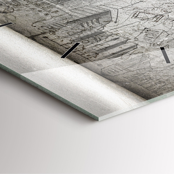 Ceas pătrat de perete din sticlă Schița orașului