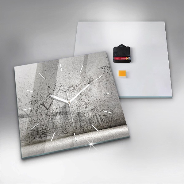 Ceas pătrat de perete din sticlă Schița orașului
