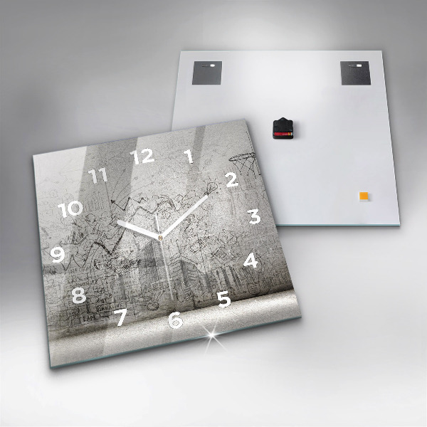Ceas pătrat de perete din sticlă Schița orașului