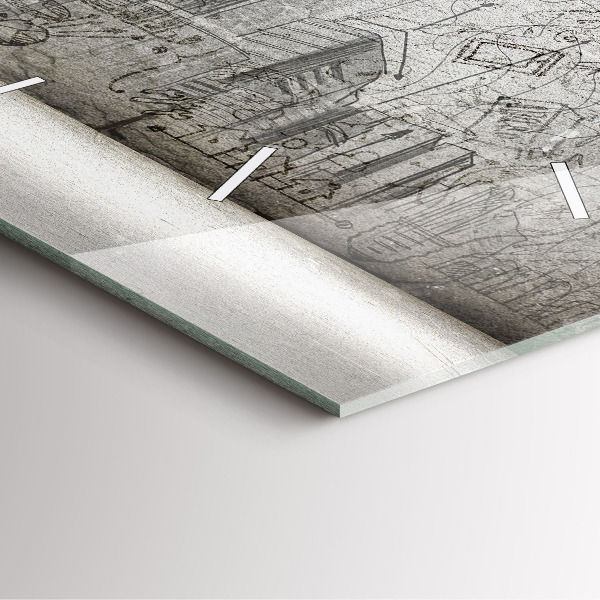 Ceas pătrat de perete din sticlă Schița orașului