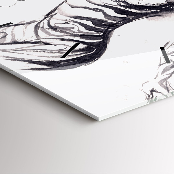 Ceas pătrat de perete din sticlă Femeie și zebre