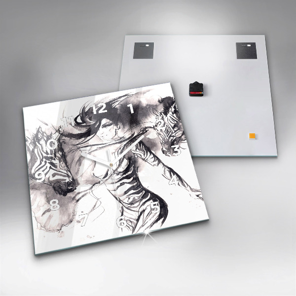 Ceas pătrat de perete din sticlă Femeie și zebre