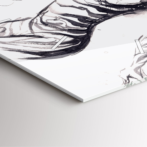 Ceas pătrat de perete din sticlă Femeie și zebre