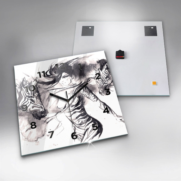 Ceas pătrat de perete din sticlă Femeie și zebre