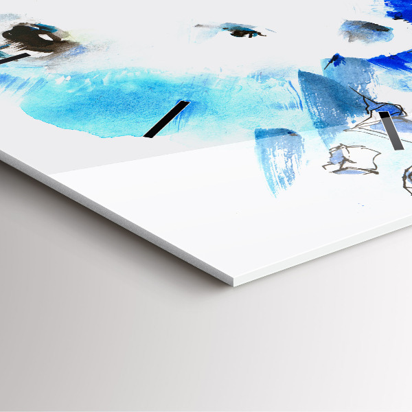 Ceas pătrat de perete din sticlă Un urs pe fundal de gheață