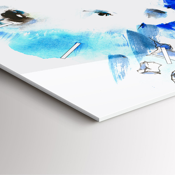 Ceas pătrat de perete din sticlă Un urs pe fundal de gheață