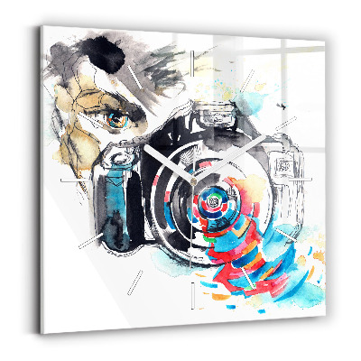 Ceas pătrat de perete din sticlă Femeie fotograf