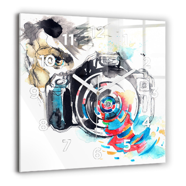 Ceas pătrat de perete din sticlă Femeie fotograf