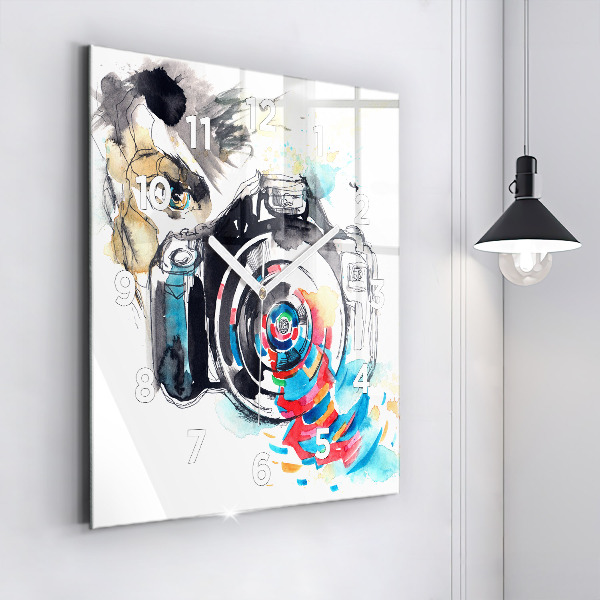 Ceas pătrat de perete din sticlă Femeie fotograf