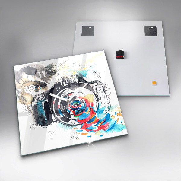 Ceas pătrat de perete din sticlă Femeie fotograf