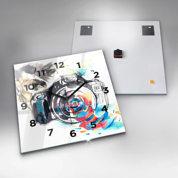 Ceas pătrat de perete din sticlă Femeie fotograf