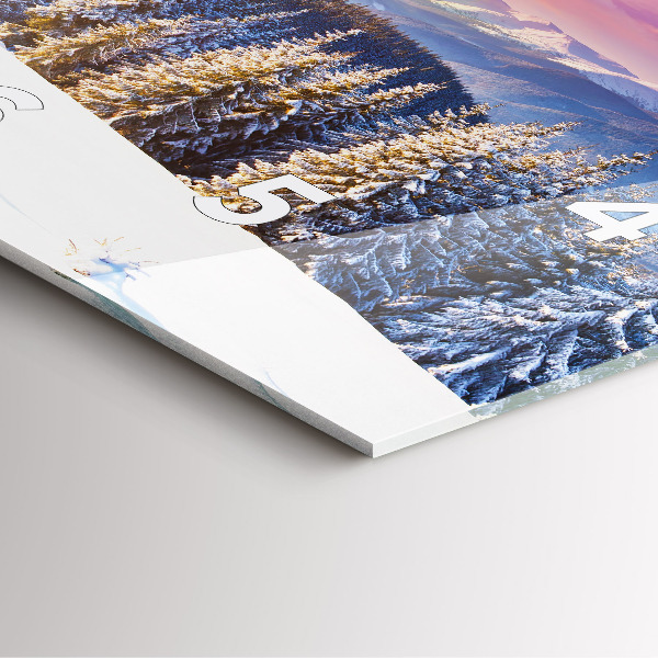 Ceas pătrat de perete din sticlă Peisaj montan de iarnă