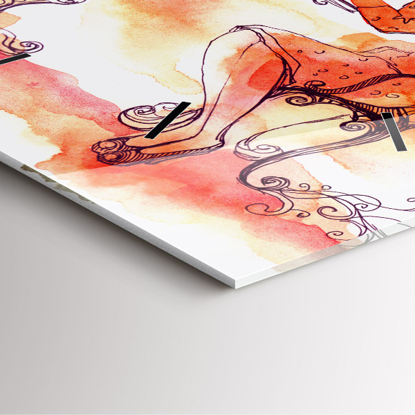 Ceas pătrat de perete din sticlă Femeie care bea ceai