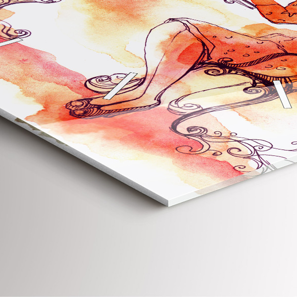 Ceas pătrat de perete din sticlă Femeie care bea ceai