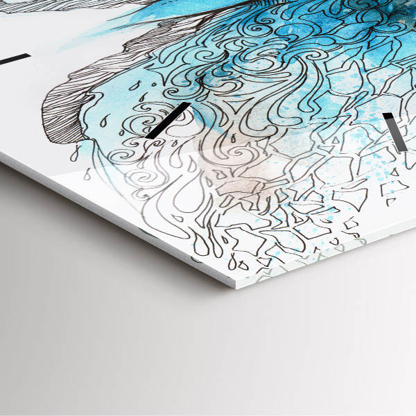 Ceas pătrat de perete din sticlă Față în formă de fluture