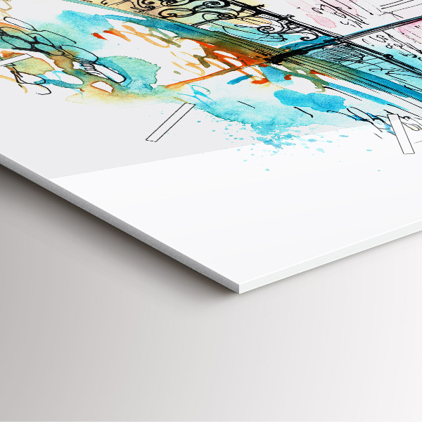 Ceas pătrat de perete din sticlă Arhitectură pictată