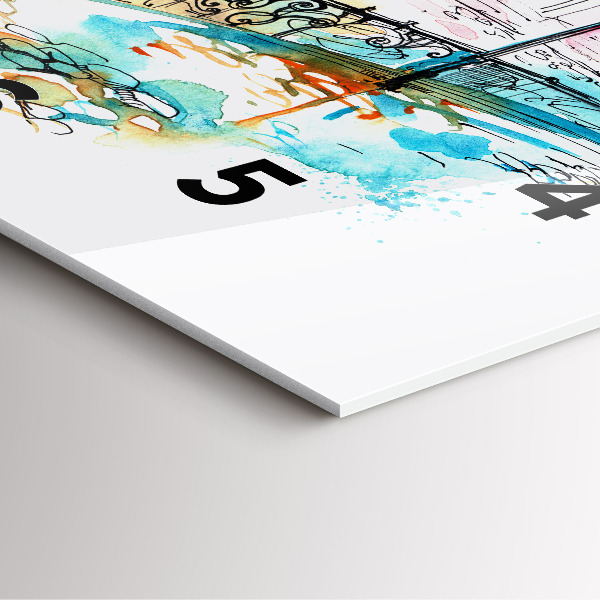 Ceas pătrat de perete din sticlă Arhitectură pictată