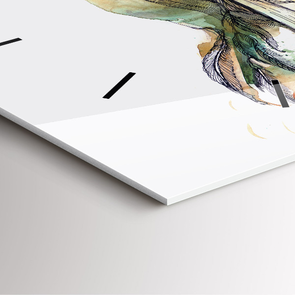 Ceas pătrat de perete din sticlă Pasăre și carte