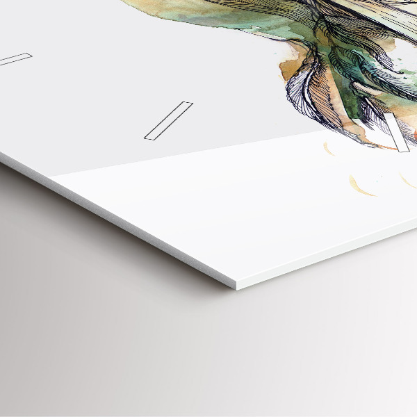 Ceas pătrat de perete din sticlă Pasăre și carte