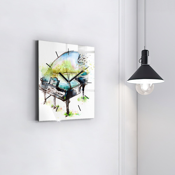 Ceas pătrat de perete din sticlă Ilustrație a celor 4 anotimpuri